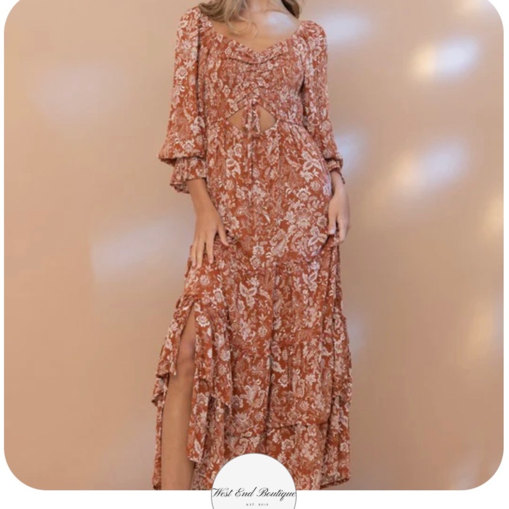 Brinley ruffle slit dress from west end boutique